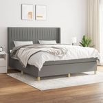 Casa si Gradina - Mobilier - Paturi si accesorii - Paturi - Pat continental cu saltea, gri inchis, 160x200 cm, tesatura - Infinity.ro