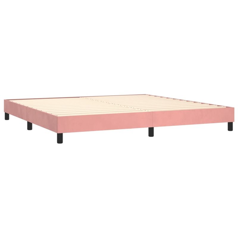 Casa si Gradina - Mobilier - Paturi si accesorii - Paturi - Pat box spring cu saltea, roz, 200x200 cm, catifea - Infinity.ro