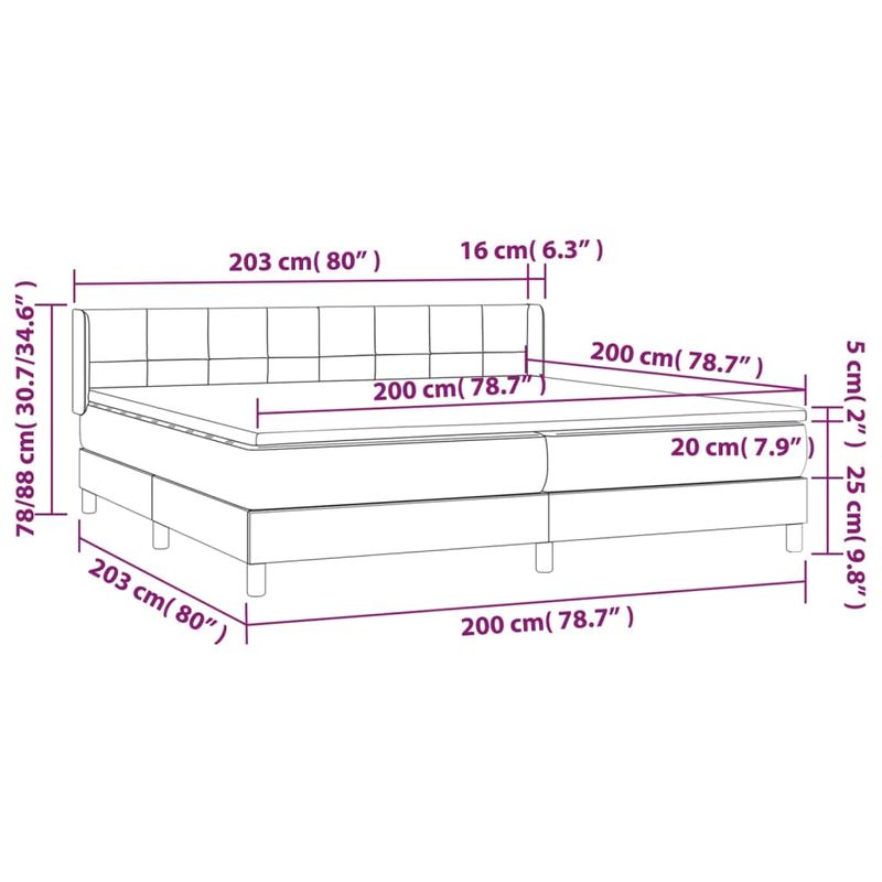 Casa si Gradina - Mobilier - Paturi si accesorii - Paturi - Pat box spring cu saltea, roz, 200x200 cm, catifea - Infinity.ro
