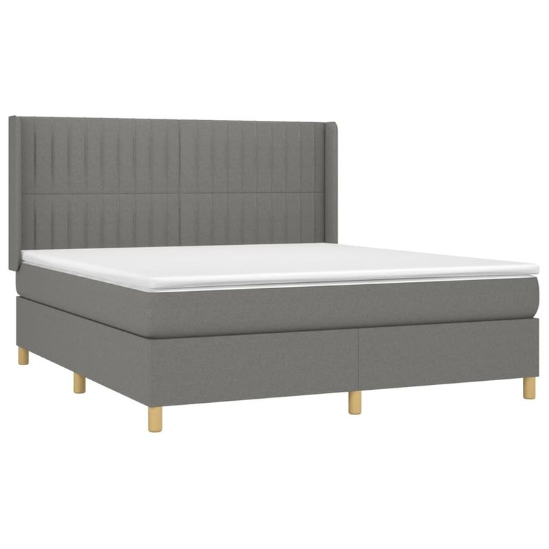 Casa si Gradina - Mobilier - Paturi si accesorii - Paturi - Pat continental cu saltea, gri inchis, 160x200 cm, tesatura - Infinity.ro