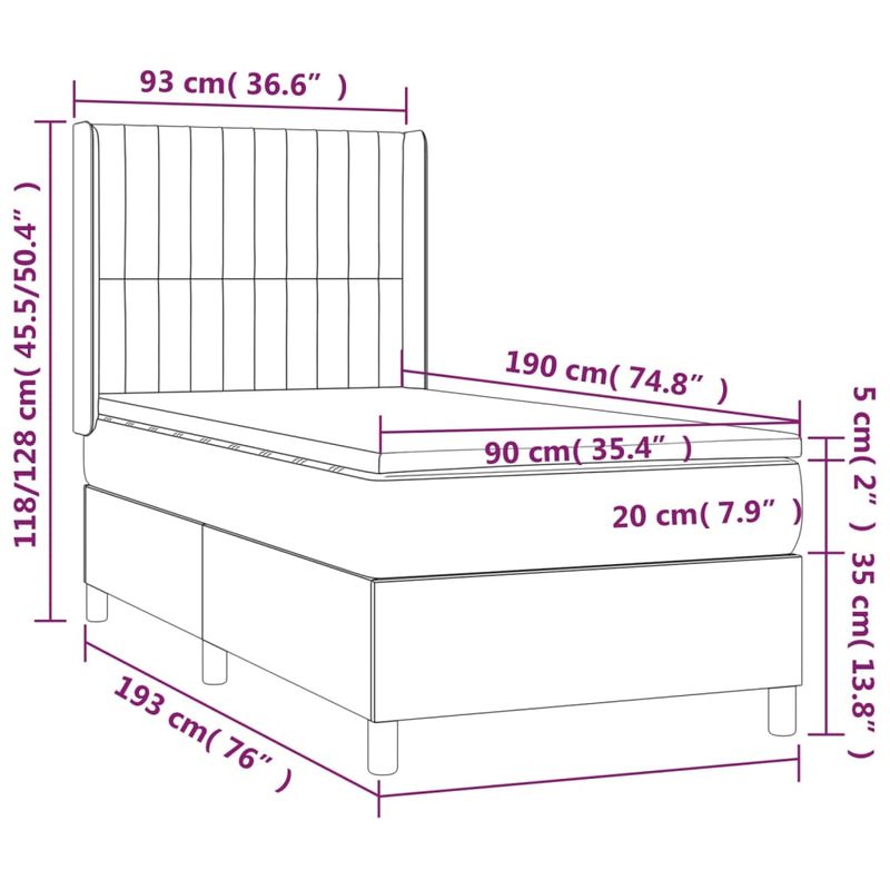 Casa si Gradina - Mobilier - Paturi si accesorii - Paturi - Pat box spring cu saltea, negru, 90x190 cm, textil - Infinity.ro