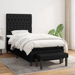 Casa si Gradina - Mobilier - Paturi si accesorii - Paturi - Pat box spring cu saltea, negru, 100x200 cm, textil - Infinity.ro