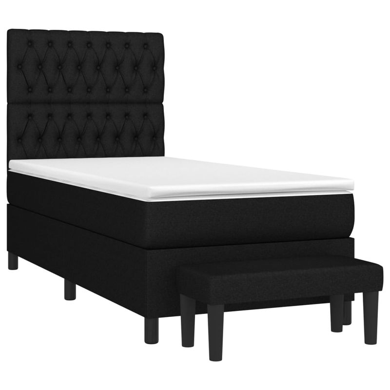 Casa si Gradina - Mobilier - Paturi si accesorii - Paturi - Pat box spring cu saltea, negru, 100x200 cm, textil - Infinity.ro