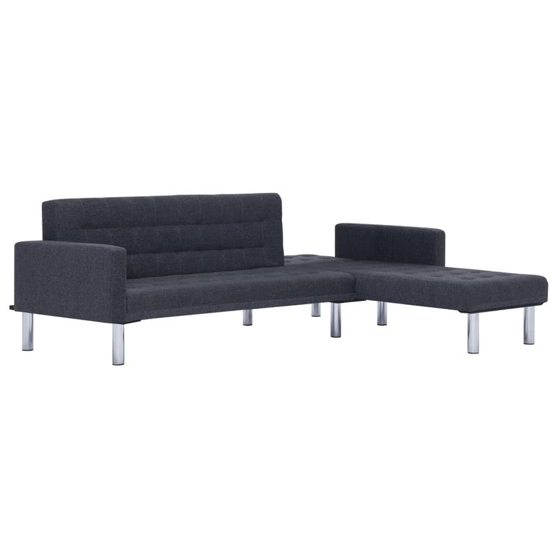 Casa si Gradina - Mobilier - Canapele si coltare - Canapele - Canapea extensibila in forma de L, gri inchis, poliester - Infinity.ro