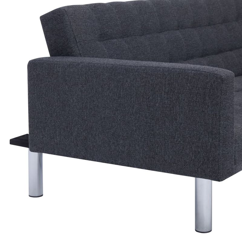 Casa si Gradina - Mobilier - Canapele si coltare - Canapele - Canapea extensibila in forma de L, gri inchis, poliester - Infinity.ro