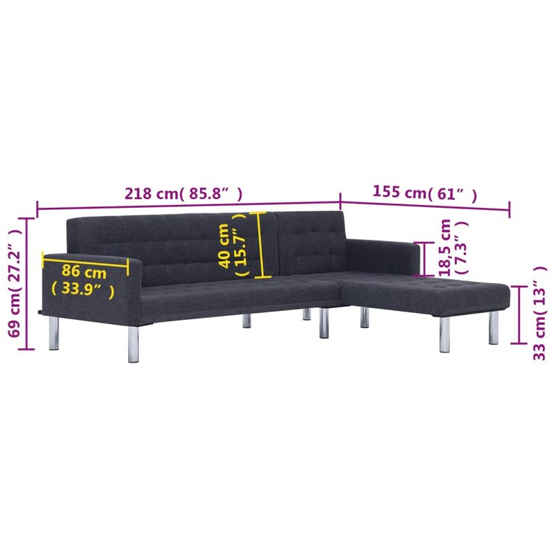 Casa si Gradina - Mobilier - Canapele si coltare - Canapele - Canapea extensibila in forma de L, gri inchis, poliester - Infinity.ro
