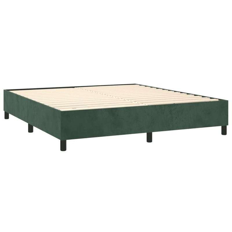 Casa si Gradina - Mobilier - Paturi si accesorii - Paturi - Pat box spring cu saltea, verde inchis, 160x200 cm, catifea - Infinity.ro