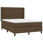 Casa si Gradina - Mobilier - Paturi si accesorii - Paturi - Pat cu arcuri, saltea si LED, maro inchis, 140x190 cm, textil - Infinity.ro