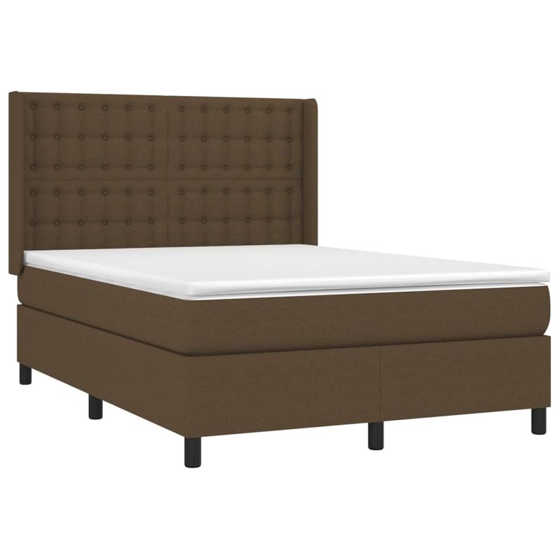Casa si Gradina - Mobilier - Paturi si accesorii - Paturi - Pat cu arcuri, saltea si LED, maro inchis, 140x190 cm, textil - Infinity.ro
