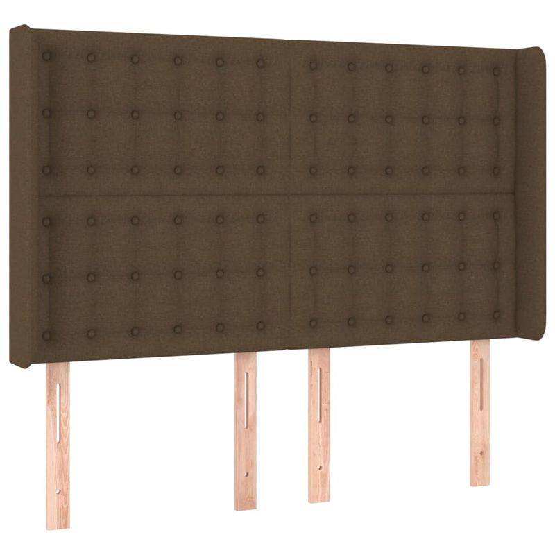 Casa si Gradina - Mobilier - Paturi si accesorii - Paturi - Pat cu arcuri, saltea si LED, maro inchis, 140x190 cm, textil - Infinity.ro
