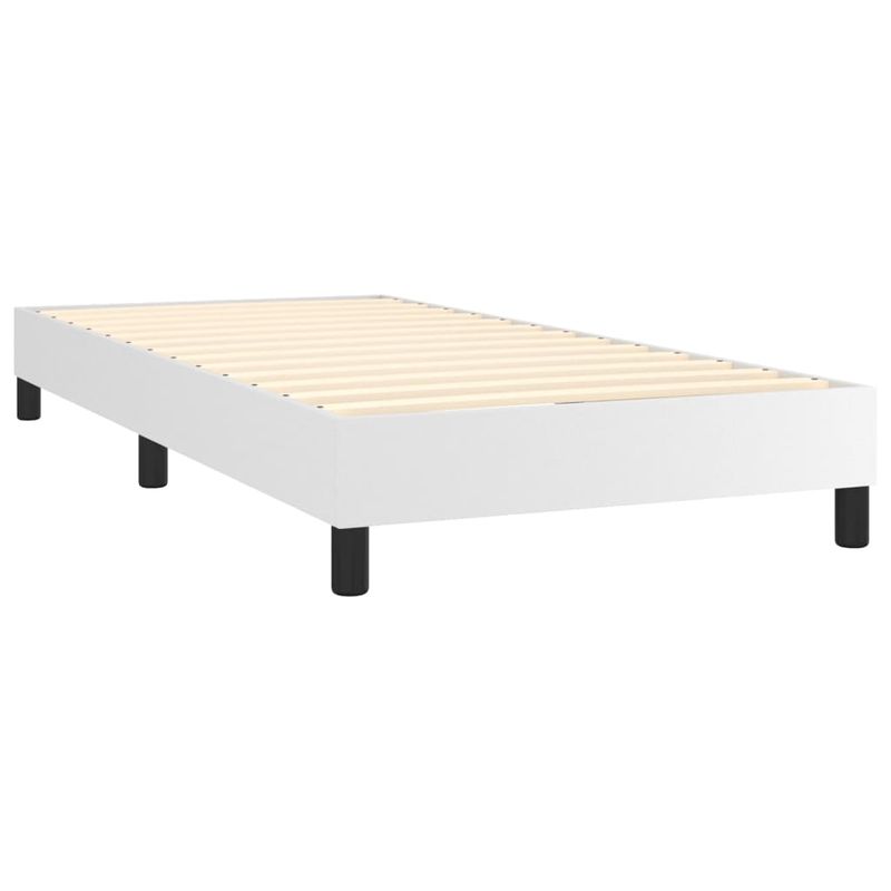 Casa si Gradina - Mobilier - Paturi si accesorii - Paturi - Pat box spring cu saltea, alb, 90x200 cm, piele ecologica - Infinity.ro