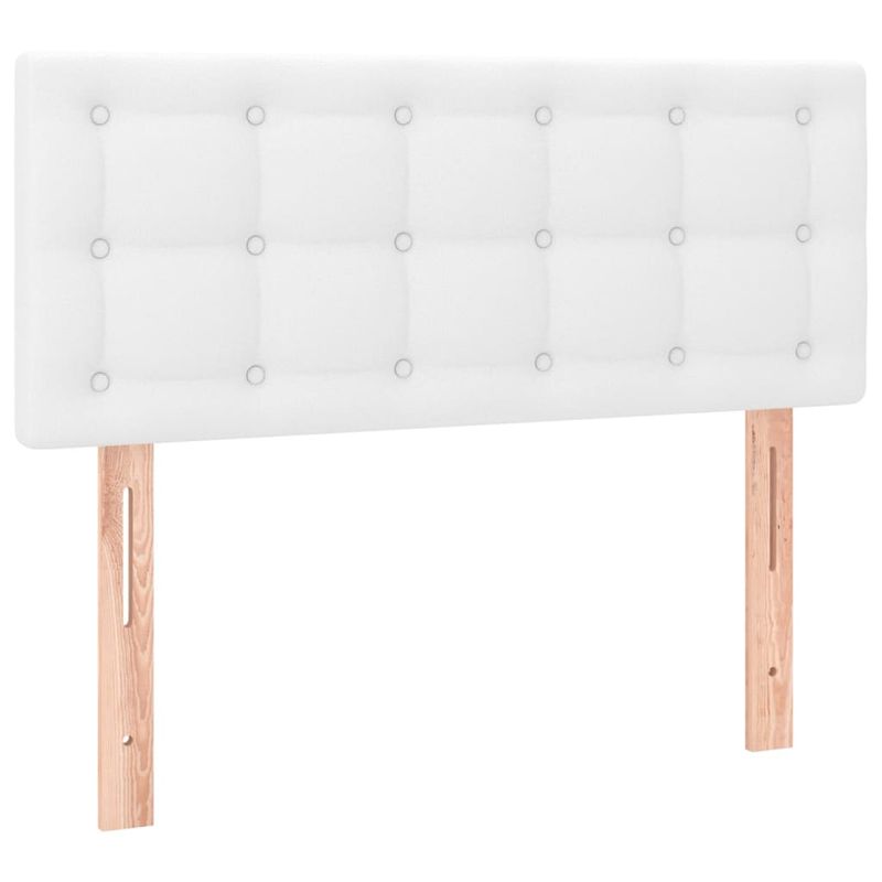 Casa si Gradina - Mobilier - Paturi si accesorii - Paturi - Pat box spring cu saltea, alb, 90x200 cm, piele ecologica - Infinity.ro