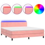 Casa si Gradina - Mobilier - Paturi si accesorii - Paturi - Pat cu arcuri, saltea & LED, roz, 180x200 cm, catifea - Infinity.ro