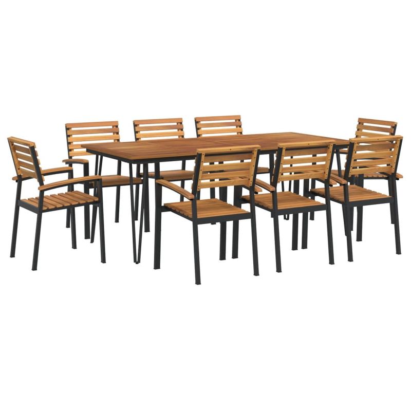 Casa si Gradina - Gradina si terasa - Mobilier exterior - Seturi mobila gradina - Set mobilier de gradina, 9 piese, lemn masiv de acacia si metal - Infinity.ro
