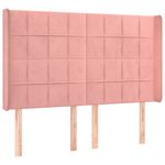 Casa si Gradina - Mobilier - Paturi si accesorii - Paturi - Pat cu arcuri, cu saltea si LED, roz, 140x190 cm catifea - Infinity.ro