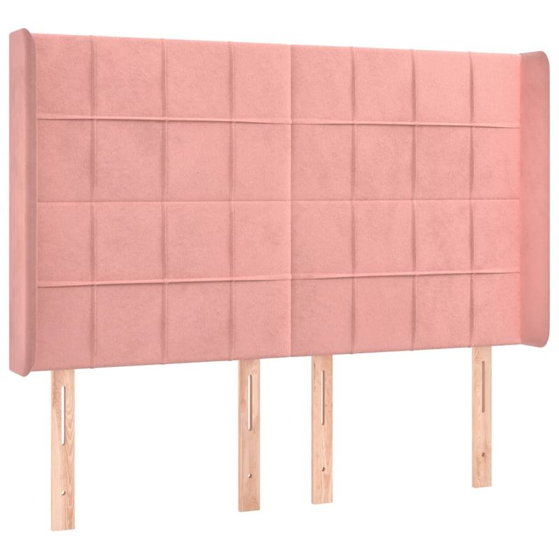 Casa si Gradina - Mobilier - Paturi si accesorii - Paturi - Pat cu arcuri, cu saltea si LED, roz, 140x190 cm catifea - Infinity.ro