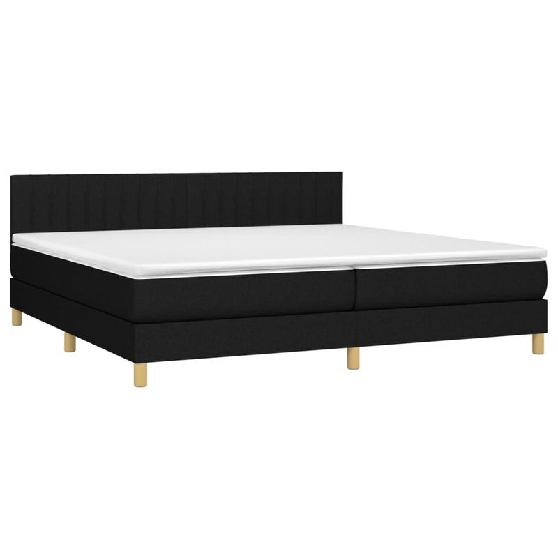Casa si Gradina - Mobilier - Paturi si accesorii - Paturi - Pat box spring cu saltea, negru, 200x200 cm, textil - Infinity.ro