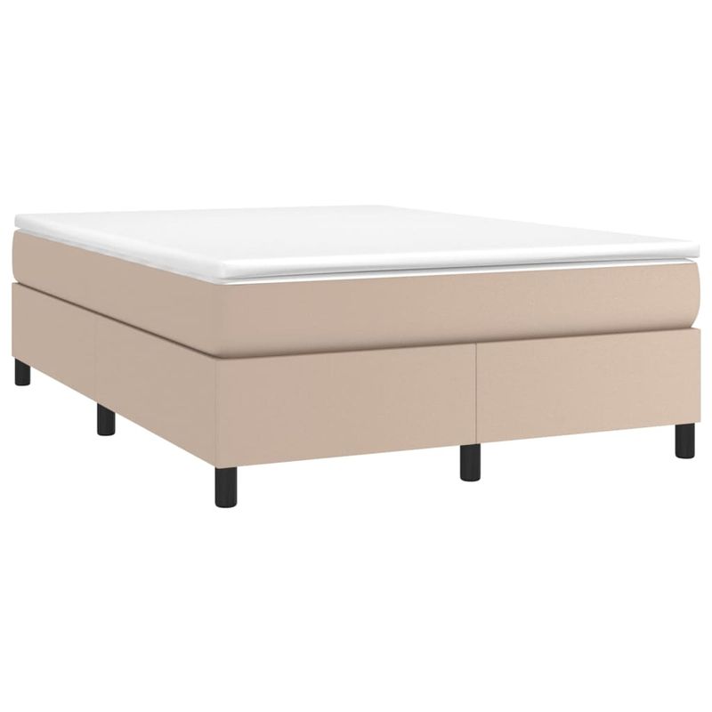 Casa si Gradina - Mobilier - Paturi si accesorii - Paturi - Pat box spring cu saltea, cappuccino, 140x190cm piele ecologica - Infinity.ro