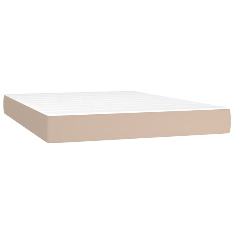 Casa si Gradina - Mobilier - Paturi si accesorii - Paturi - Pat box spring cu saltea, cappuccino, 140x190cm piele ecologica - Infinity.ro