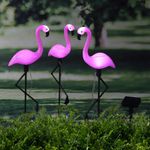 Casa si Gradina - Corpuri si surse de iluminat - Iluminat exterior - Lampi solare - HI Lampa solara de gradina cu LED si tarus, flamingo, 3 buc. - Infinity.ro
