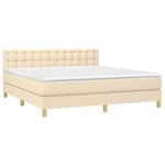 Casa si Gradina - Mobilier - Paturi si accesorii - Paturi - Pat box spring cu saltea, crem, 160x200 cm, material textil - Infinity.ro