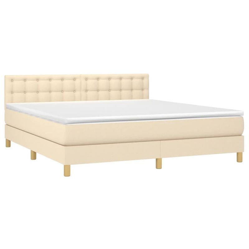 Casa si Gradina - Mobilier - Paturi si accesorii - Paturi - Pat box spring cu saltea, crem, 160x200 cm, material textil - Infinity.ro