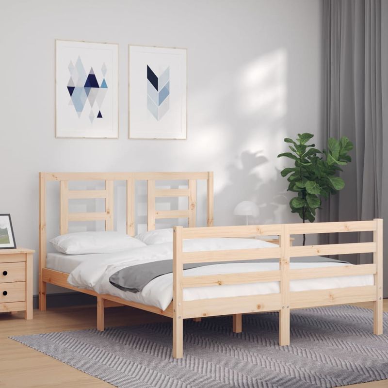 Casa si Gradina - Mobilier - Paturi si accesorii - Paturi - Cadru de pat cu tablie, 140x190 cm, lemn masiv - Infinity.ro