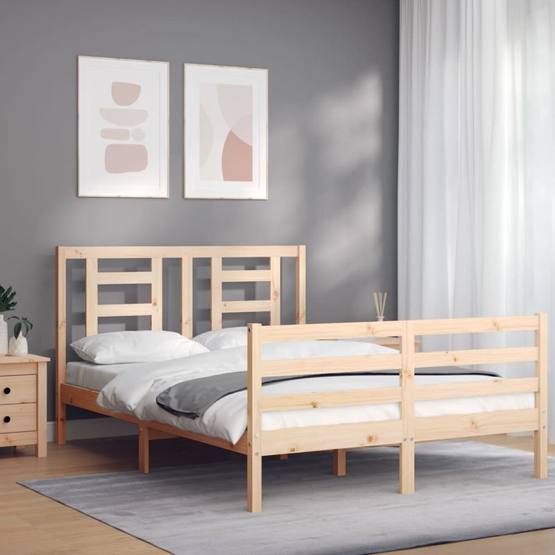 Casa si Gradina - Mobilier - Paturi si accesorii - Paturi - Cadru de pat cu tablie, 140x190 cm, lemn masiv - Infinity.ro