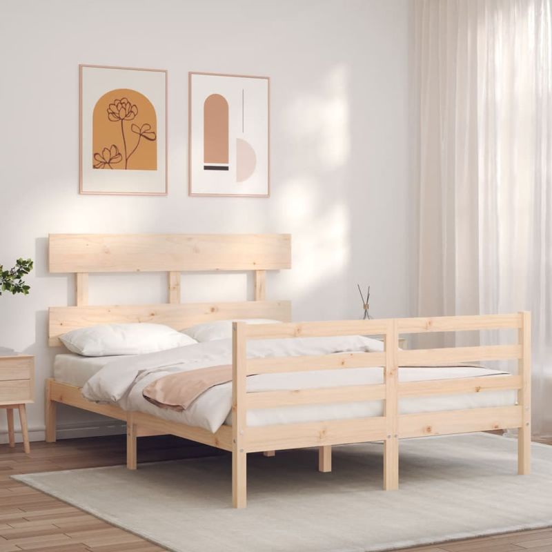 Casa si Gradina - Mobilier - Paturi si accesorii - Paturi - Cadru de pat cu tablie, 140x190 cm, lemn masiv - Infinity.ro