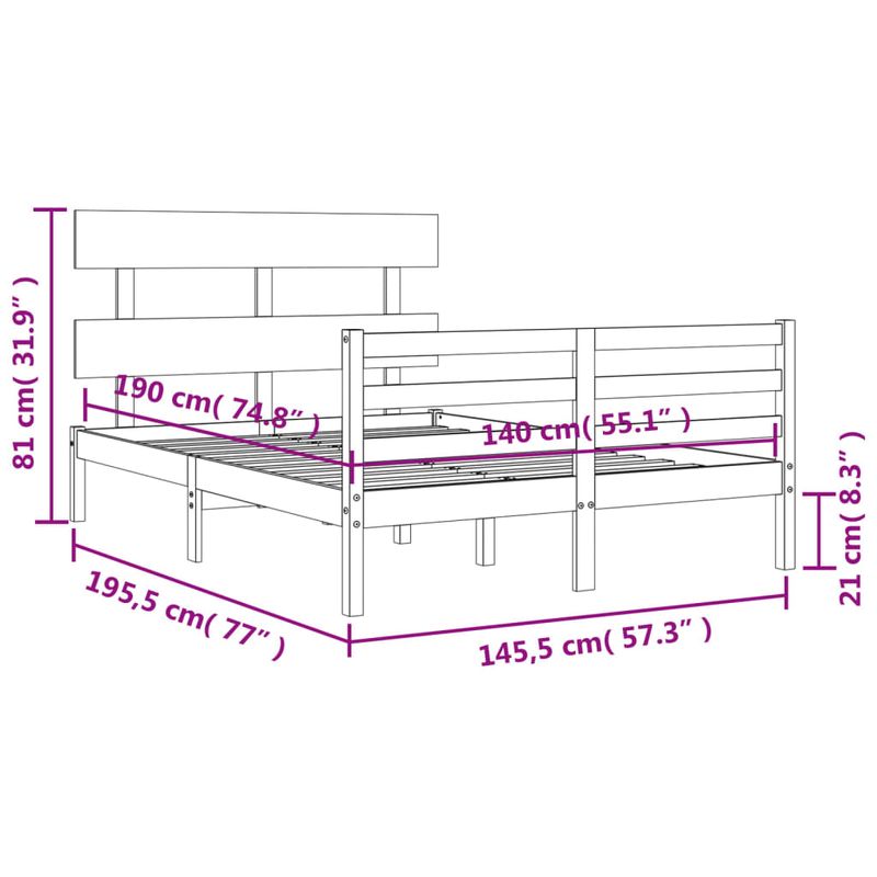 Casa si Gradina - Mobilier - Paturi si accesorii - Paturi - Cadru de pat cu tablie, 140x190 cm, lemn masiv - Infinity.ro