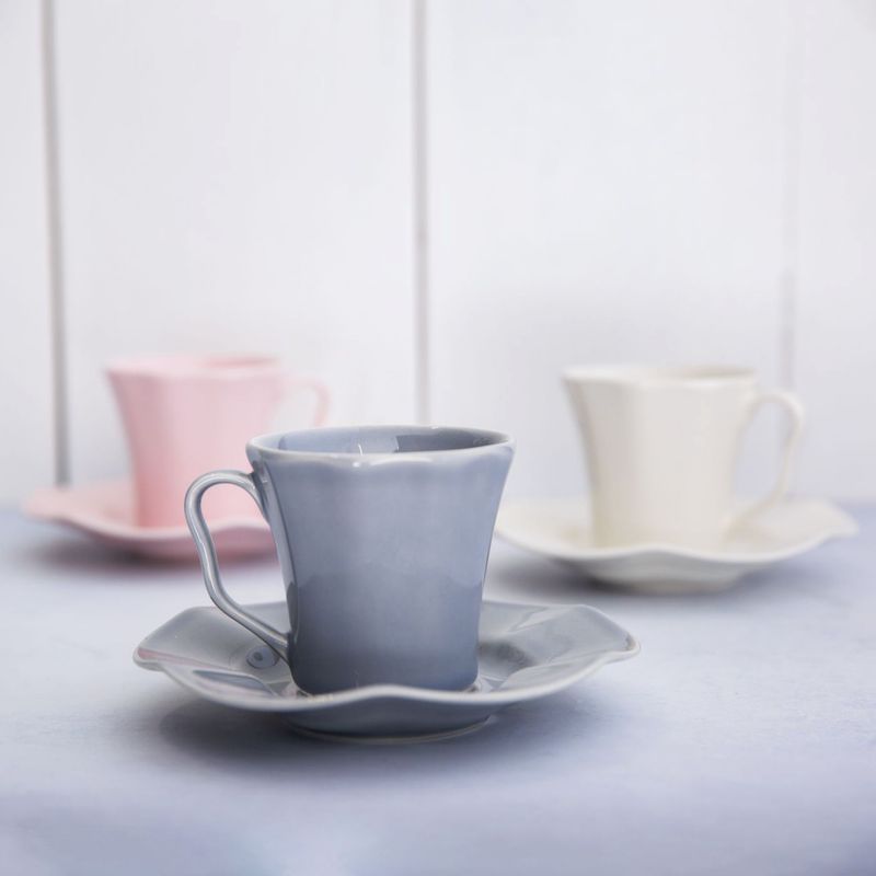 Casa si Gradina - Bucatarie si vesela - Cani si pahare - Cani si cesti - Farfurioara suport ceasca 11cm, gri, ceramica, AMBITION Diana Rustic - Infinity.ro