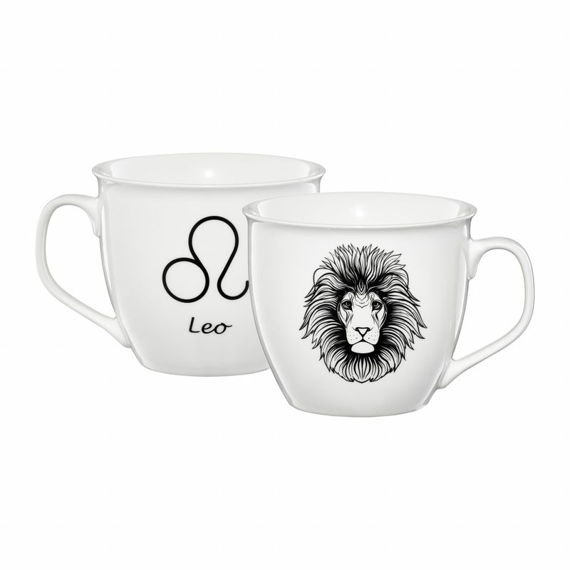 Casa si Gradina - Bucatarie si vesela - Cani si pahare - Cani si cesti - Cana mare portelan 550 ml, zodia Leu, AMBITION Zodiac - Infinity.ro