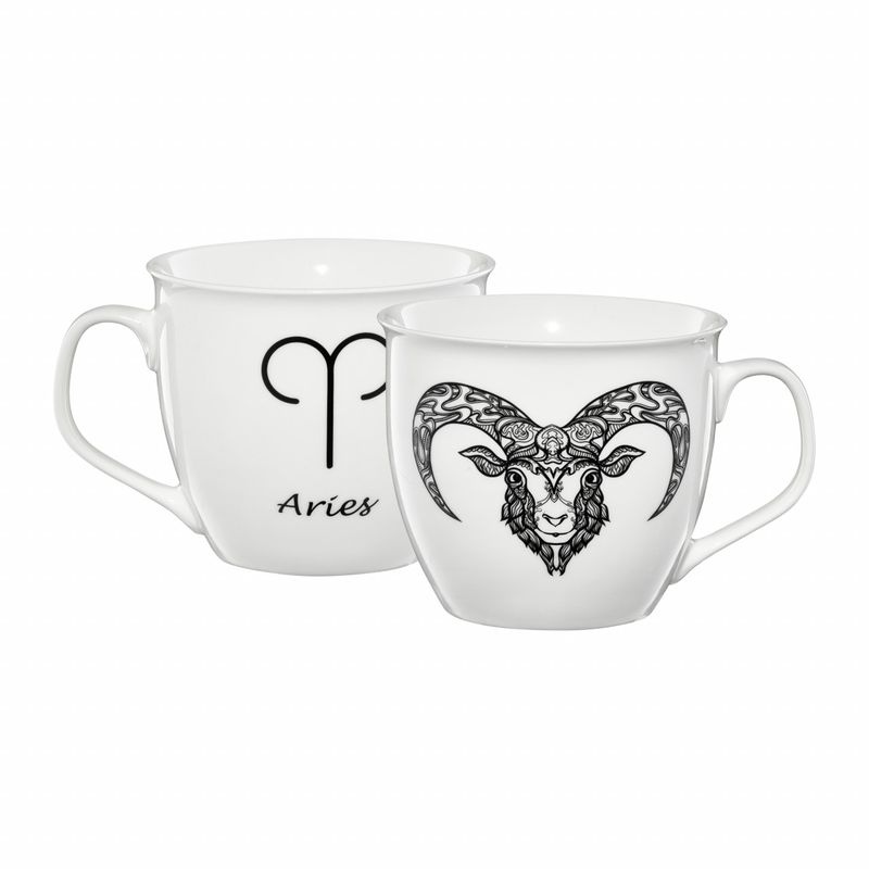 Casa si Gradina - Bucatarie si vesela - Cani si pahare - Cani si cesti - Cana mare portelan 550 ml, zodia Berbec, AMBITION Zodiac - Infinity.ro