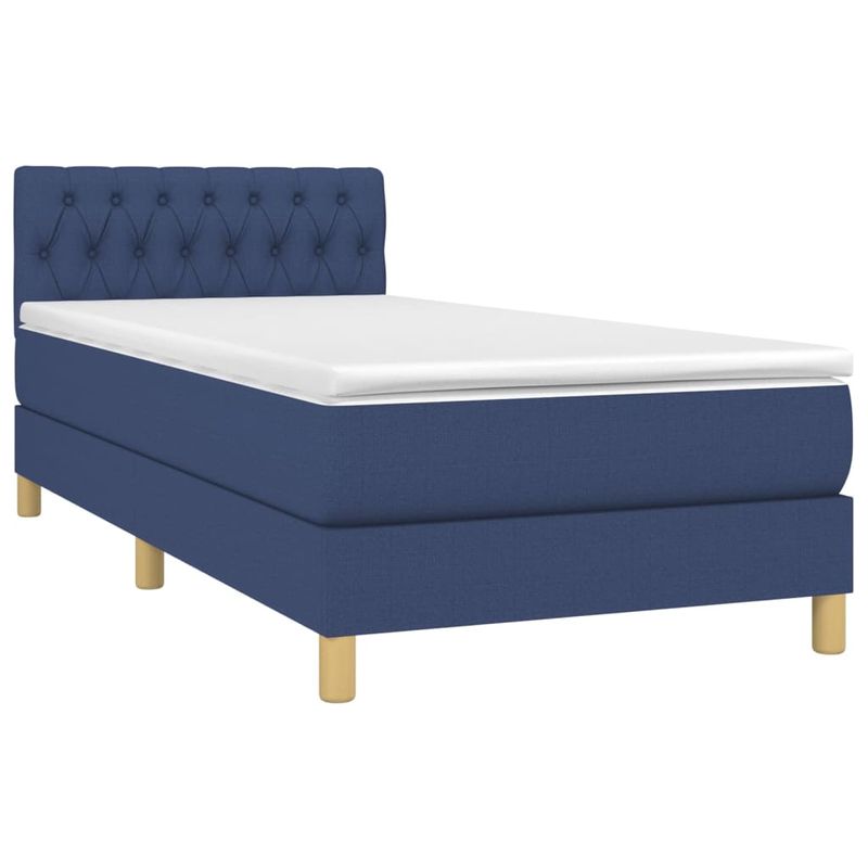 Casa si Gradina - Mobilier - Paturi si accesorii - Paturi - Pat box spring cu saltea, albastru, 80x200 cm, textil - Infinity.ro