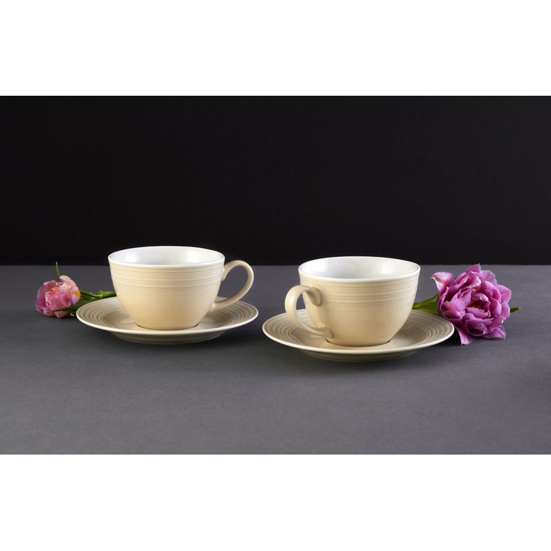 Casa si Gradina - Bucatarie si vesela - Cani si pahare - Cani si cesti - Farfurioara suport ceasca 15.5 cm, portelan bej, AMBITION Linea - Infinity.ro