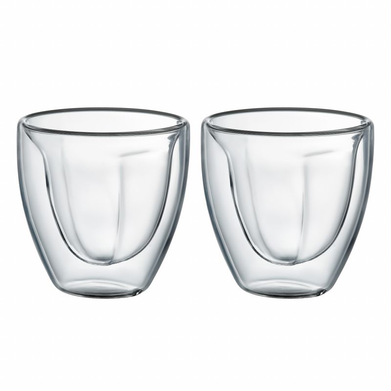 Casa si Gradina - Bucatarie si vesela - Cani si pahare - Pahare - Set 2 pahare cu pereti dubli 80 ml, sticla termorezistenta, model inima, AMBITION Mia - Infinity.ro