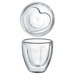 Casa si Gradina - Bucatarie si vesela - Cani si pahare - Pahare - Set 2 pahare cu pereti dubli 80 ml, sticla termorezistenta, model inima, AMBITION Mia - Infinity.ro