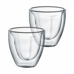 Casa si Gradina - Bucatarie si vesela - Cani si pahare - Pahare - Set 2 pahare cu pereti dubli 80 ml, sticla termorezistenta, model inima, AMBITION Mia - Infinity.ro