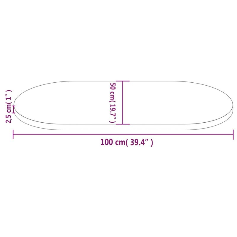 Casa si Gradina - Mobilier - Feronerie si accesorii mobila - Blat de masa, 100x50x2,5 cm, lemn masiv de pin, oval - Infinity.ro