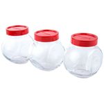 Casa si Gradina - Bucatarie si vesela - Organizare si depozitare bucatarie - Borcane si capace - Set borcane depozitare cu capac rosu 200 ml, 3 buc, PASABAHCE Bella - Infinity.ro