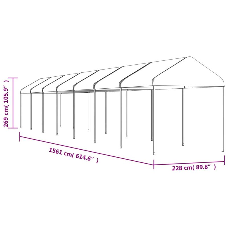 Casa si Gradina - Gradina si terasa - Umbrele si pavilioane - Pavilioane - Foisor cu acoperis, alb, 15,61x2,28x2,69 m, polietilena - Infinity.ro