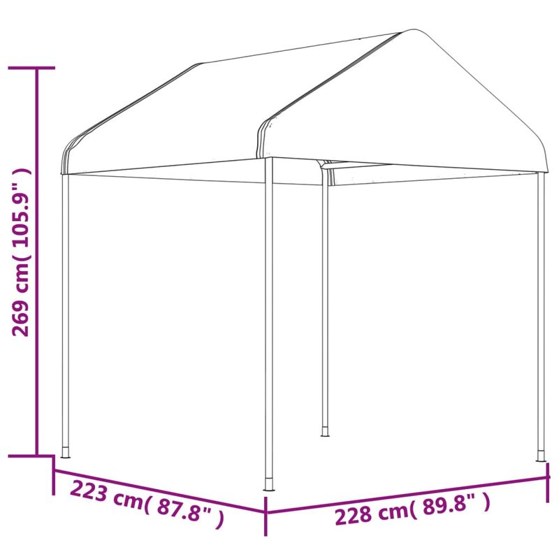 Casa si Gradina - Gradina si terasa - Umbrele si pavilioane - Pavilioane - Foisor cu acoperis, alb, 15,61x2,28x2,69 m, polietilena - Infinity.ro