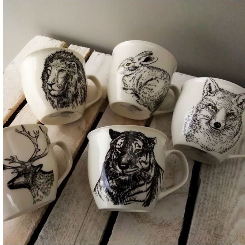 Casa si Gradina - Bucatarie si vesela - Cani si pahare - Cani si cesti - Cana mare portelan 550 ml, model Iepuras, AMBITION Wild - Infinity.ro