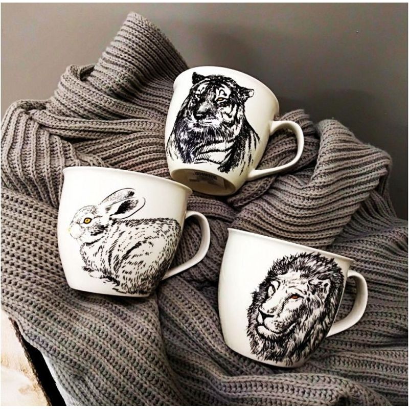 Casa si Gradina - Bucatarie si vesela - Cani si pahare - Cani si cesti - Cana mare portelan 550 ml, model Iepuras, AMBITION Wild - Infinity.ro