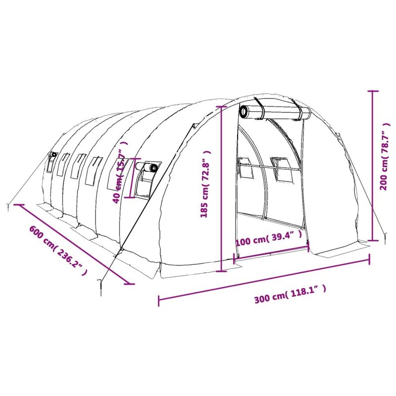 Casa si Gradina - Gradinarit si plante - Sere si solarii - Sera cu cadru din otel, verde, 18 m², 6x3x2 m - Infinity.ro