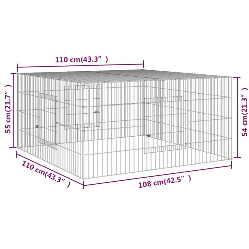 Petshop - Accesorii petshop - Culcusuri si custi - Custi interior si exterior - Cusca pentru iepuri, 110x110x55 cm, fier galvanizat - Infinity.ro