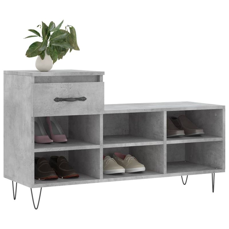 Casa si Gradina - Mobilier - Organizare si depozitare - Organizator incaltaminte - Pantofar, gri beton, 102x36x60 cm, lemn prelucrat - Infinity.ro
