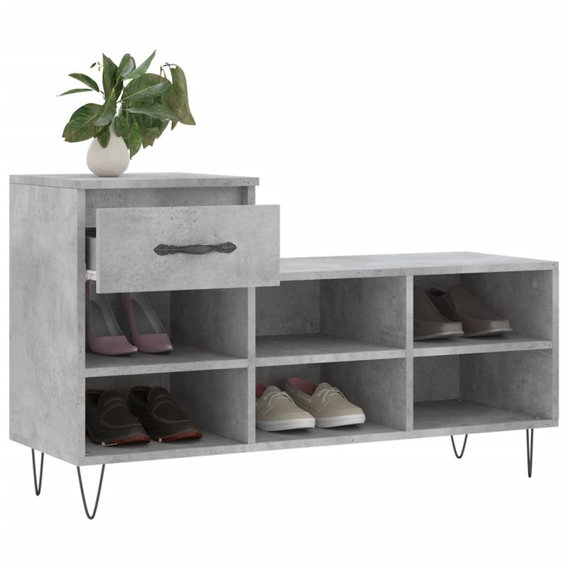 Casa si Gradina - Mobilier - Organizare si depozitare - Organizator incaltaminte - Pantofar, gri beton, 102x36x60 cm, lemn prelucrat - Infinity.ro