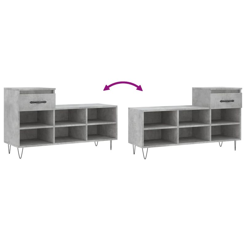 Casa si Gradina - Mobilier - Organizare si depozitare - Organizator incaltaminte - Pantofar, gri beton, 102x36x60 cm, lemn prelucrat - Infinity.ro