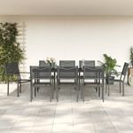 Casa si Gradina - Gradina si terasa - Mobilier exterior - Seturi mobila gradina - Set mobilier de gradina, 9 piese, negru, otel si textilena - Infinity.ro